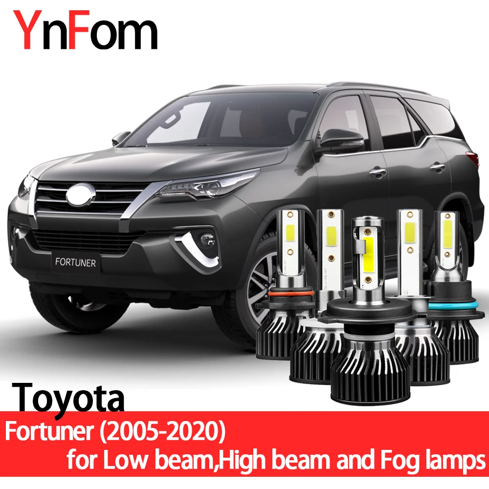 

YNFOM LED headlights kit for Toyota Fortuner N50-N160 2005-2020 low beam,high beam,fog lamp,car accessories,car headlight bulbs