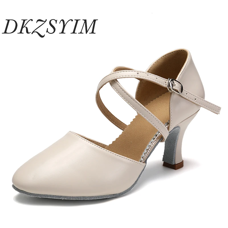 

DKZSYIM Women Dance Shoes Latin Party Tango Jazz Elegant Dancing Shoes Lace-up Suede Sole Closed Toe Microfiber Leather 7 Colors