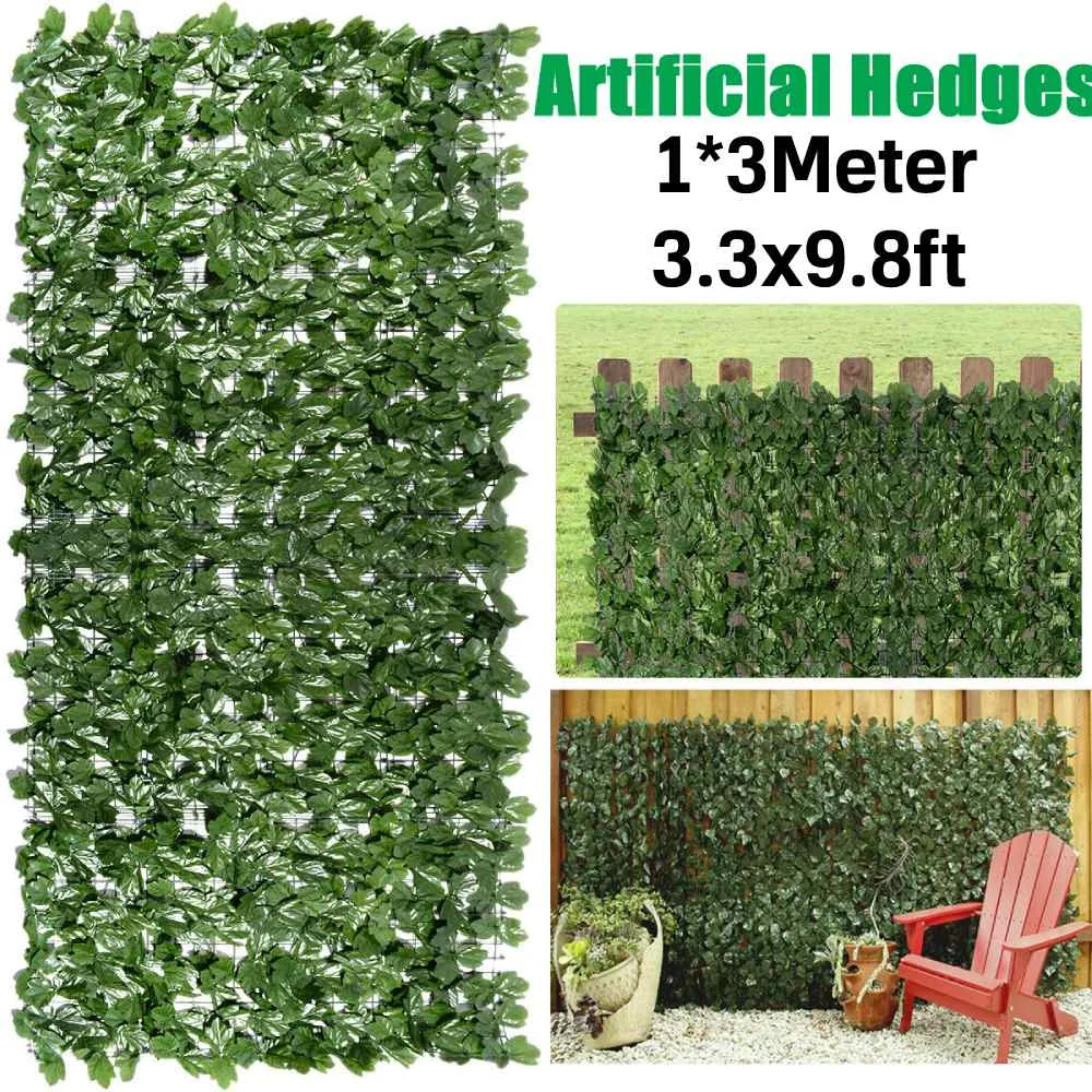 

1/2Pcs Artificial Plants Grass Wall Panel Boxwood Hedge Greenery UV Protection Green Decor Privacy Fence Backyard Screen Wedding