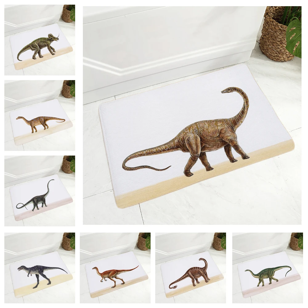 

Jurassic Cartoon Dinosaur Non-Slip Super Soft Flannel 40x60cm Rug Decor Wild Animal Floor Door Mat for Hallway Children Room
