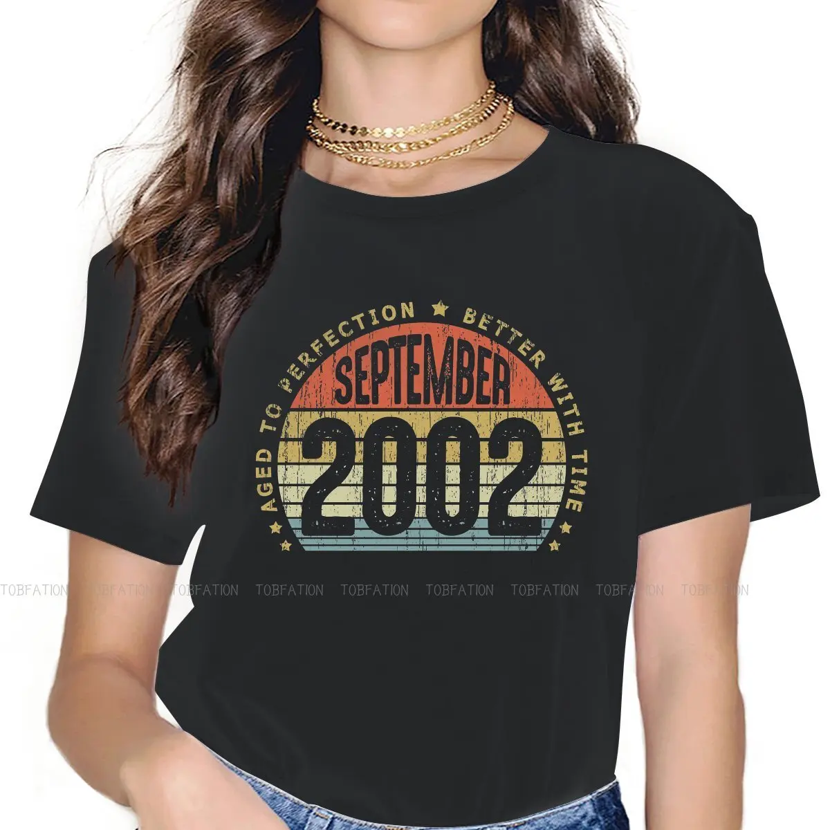 

Винтажная крутящаяся футболка с круглым вырезом, 2002, 2022, 20 лет, базовая футболка из чистого хлопка, женские топы, новый дизайн, оверсайз