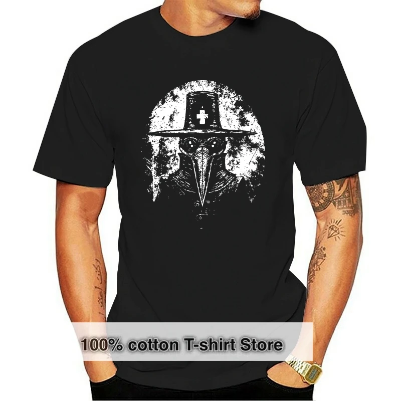 

639 PLAGUE DOCTOR I T-SHIRT The Black Death Medicine Cure Mask Cotton Fashion Plus Size Tee Shirt