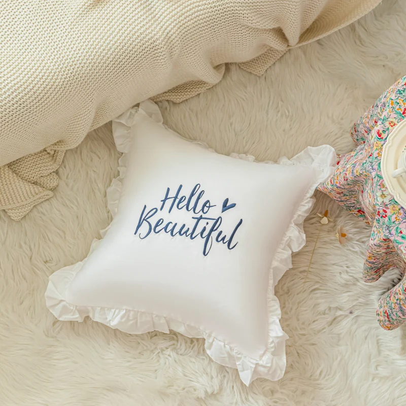 Ins Hot Cushion cover embroidery ruffle pillow cute kawaii girl Princess Luxury Sofa Home Decor |