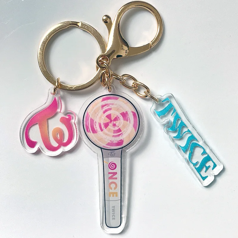 

Kpop Light Stick Mini Keychain Stray Kids TWICE MAMAMOO ATEEZ Korean Group Series Three-piece Pendant High Quality Keychain