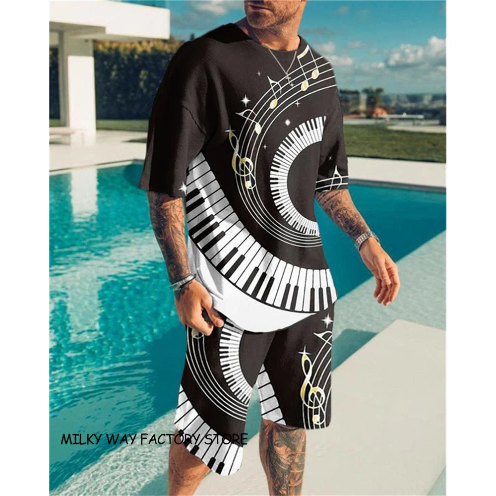 

Summer Men's 2 Pieces T-Shirt Shorts Set Casual Tracksuit Sports Jogging Suit Male Fashion Outfit Clothing Outdoor Streetwear