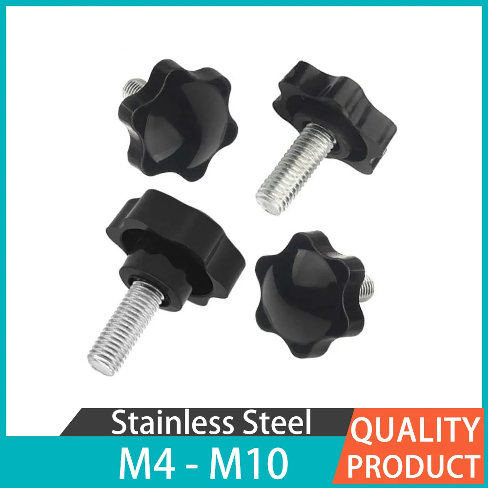 

Black Plastic Star Head Thread Clamping Thumb Torx Machine Bolts Stainless Steel Hand Knob Screws Bolt M4 M5 M6 M8 M10 M12