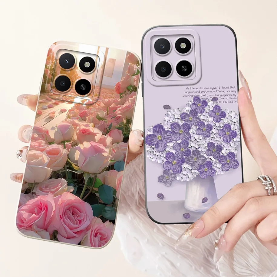 Фото Чехол для Honor X5b Plus GFY-LX2P Funda, популярный цветочный жидкий силиконовый противоударный чехол для Honor X5B 4G X 5B X5bPlus 2024, бампер №1