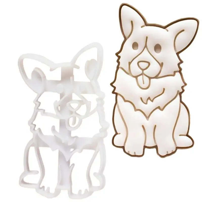 

Cute Dog Pet Diy White ABS Corgi Dog Shaped Cookie Cutter Fondant Molds Baking Accessories Cake Decorating Tool For Cake Mold