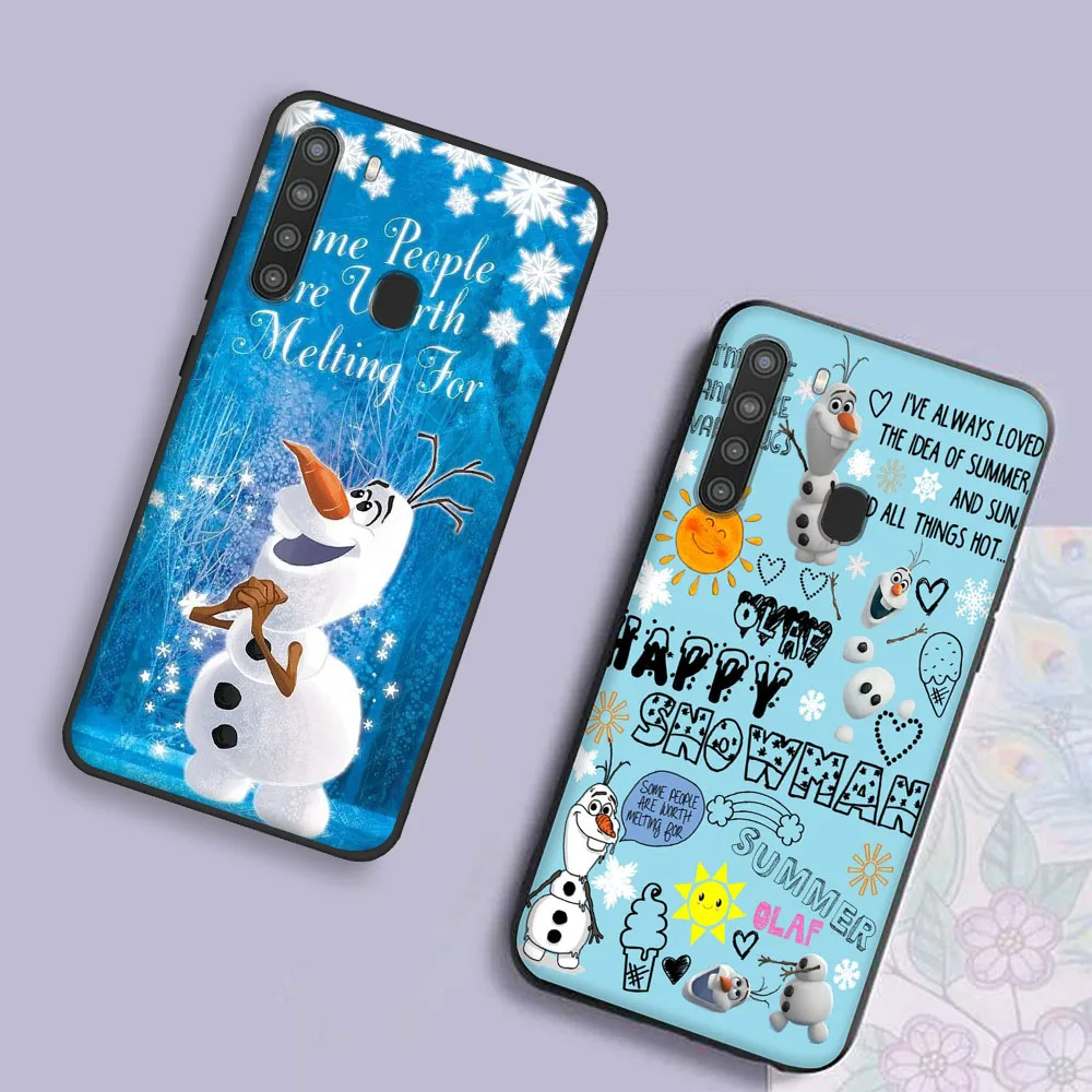 D-4 Frozen Cover for Samsung Quantum 2 M02 M02S A02 A02S A12 A22 A32 A42 A52 A72 F62 M62 Black Phone Case