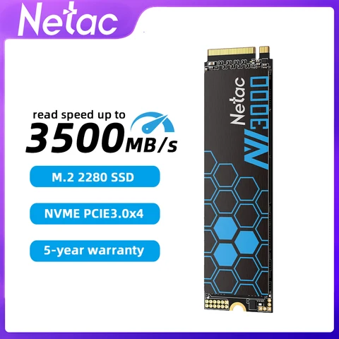 Жесткий диск Netac NV3000 SSD M2 NVMe 3500 Мб/с PCIe 3,0 HD 250 ГБ 500 ГБ 1 ТБ