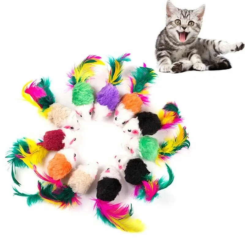 

5Pcs Soft False Mouse Cat Toys Feather Playing Rat Training Toy For Cats Kitten Pet Supplies
