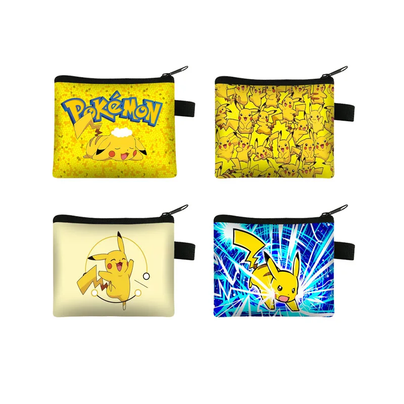 Pokemon Cartoon Wallet Pikachu Cute Printing Portable Coin Purse Children Anime Small Square Bag Storage Card Holder Key Case