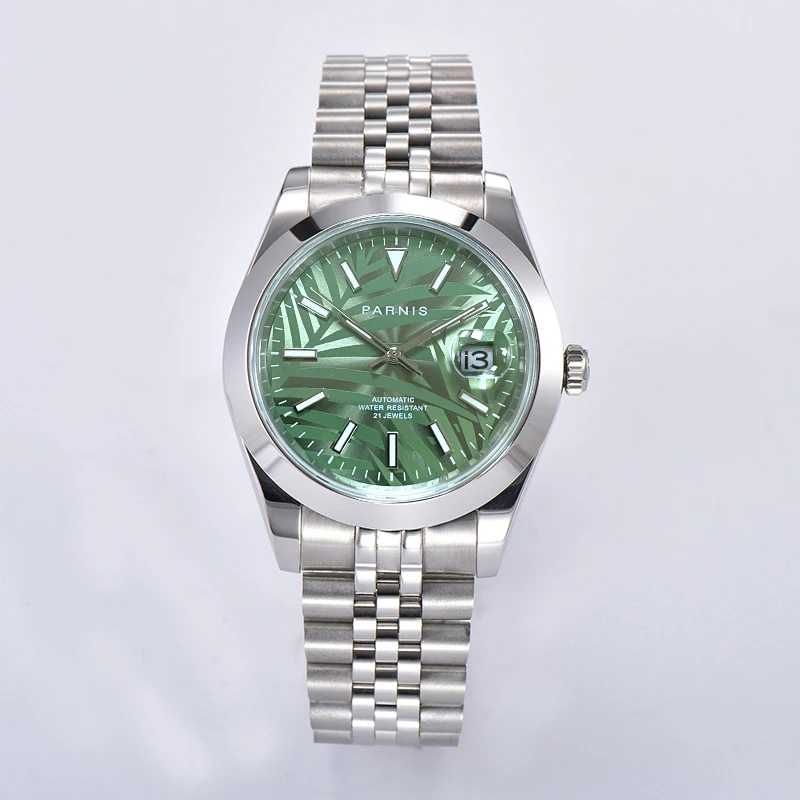 

Fashion Parnis 39.5mm Green Dial Automatic Mechanical Men's Watches Stainless Steel Strap Men Watch With Box Gift Man Clock 2022