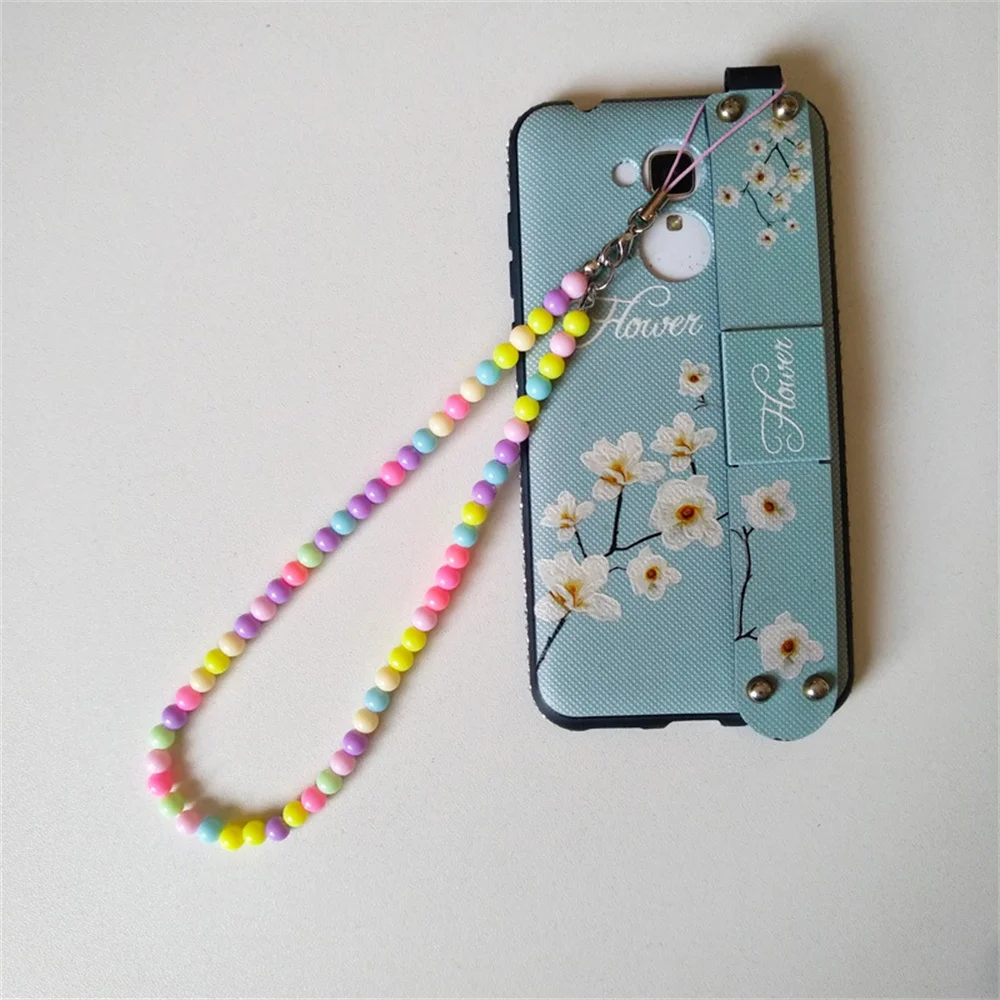 New Colorful Acrylic Beading Mobile Phone Chain 24cm Fashion Ladies Cellphone Lanyard Anti -lost Lane Charm Mobile Phone Straps
