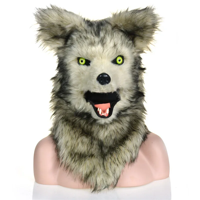 

New Plush Animal Gray Wolf Head Cover Foreign Trade for Douyin Videos Hot Animal Mask Halloween Props
