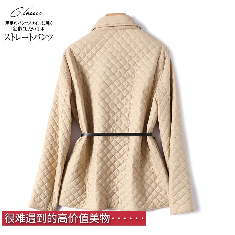 Luxury High Quality Thin Coat Women Winter Jacket Cotton High Street Pockets Autumn/Winter Argyle Puffer Jacket Casaco Feminino