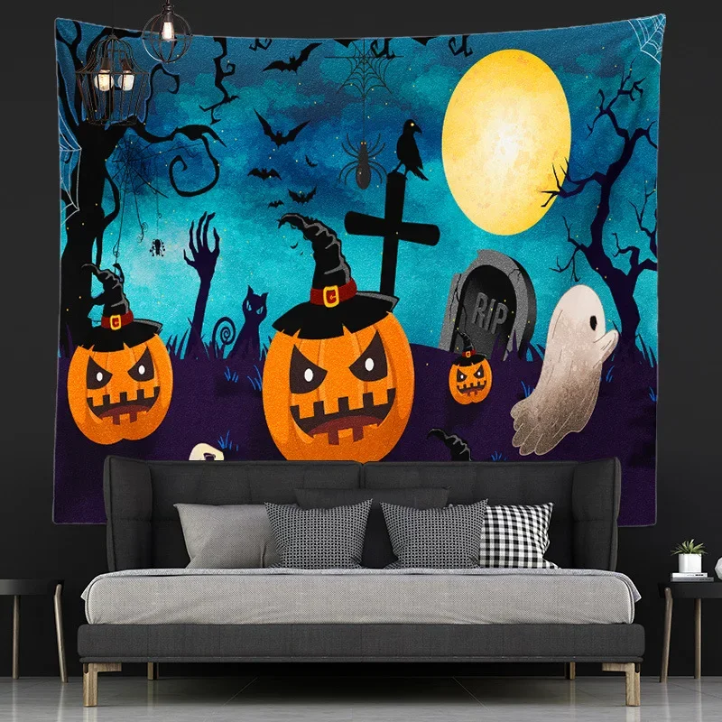 Настенный 3D гобелен с цифровой печатью украшение на Хэллоуин тыква ведьма
