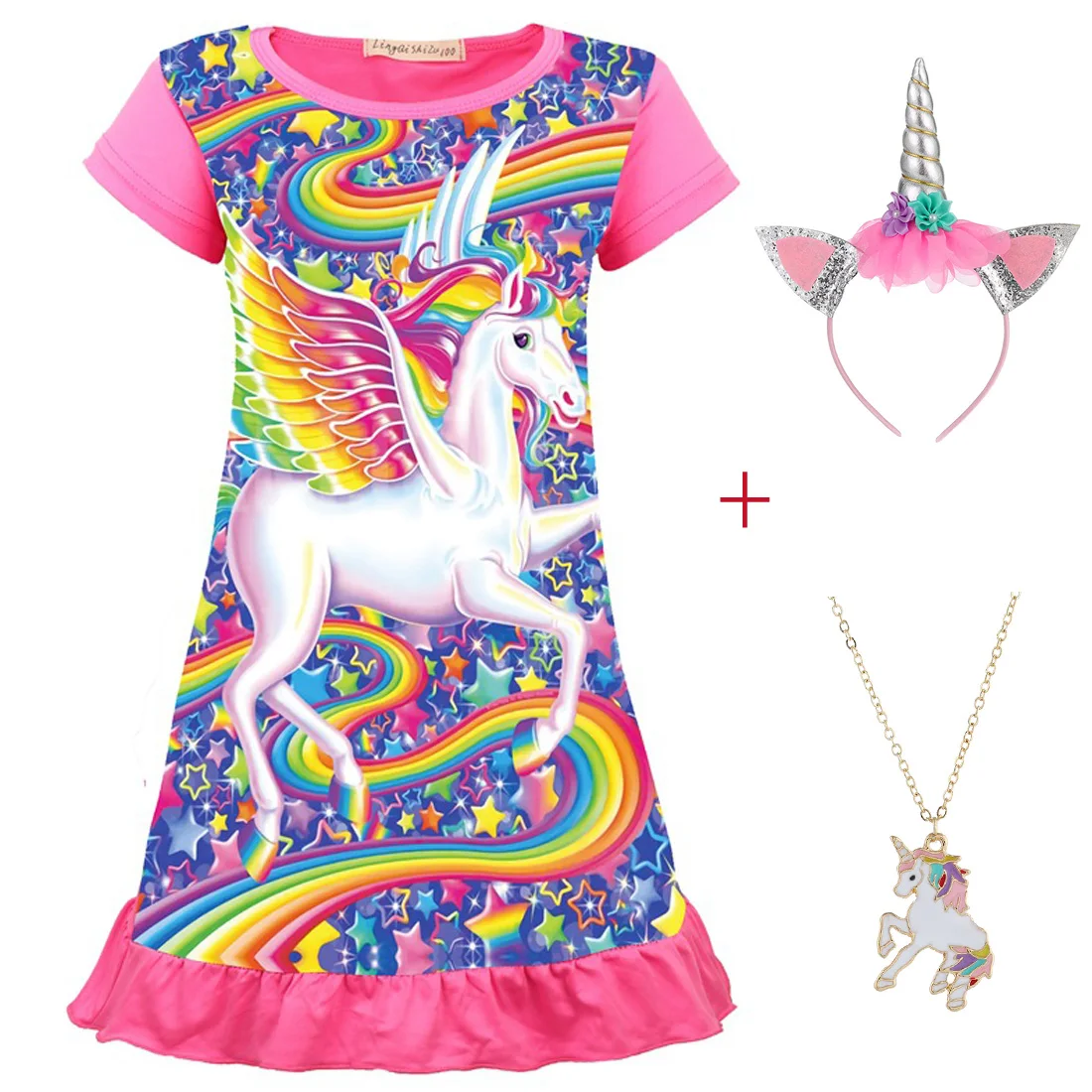 Праздничное модное платье с единорогом для девочек детская одежда детские