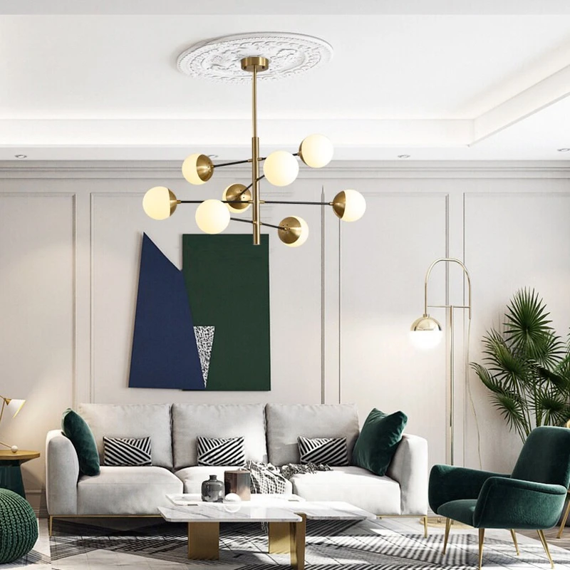 

Pendant Lamp Led Art Chandelier Light Room Decor Nordic style bright living , Jantar crystal ceiling lampadari