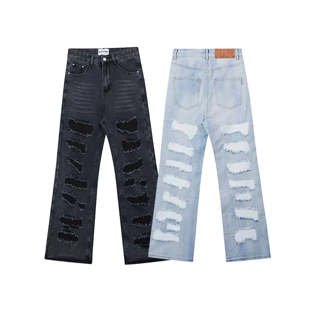 

MADE EXTREME Damaged Tassels Ripped Jeans for Men