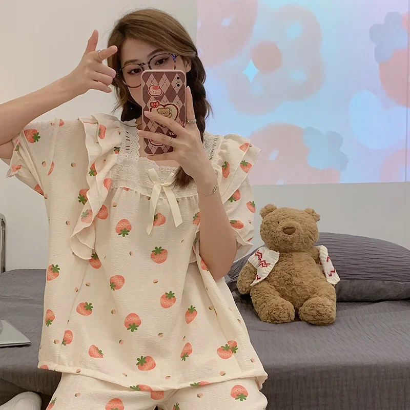 Новый летний женский пижамный комплект в корейском стиле милая принцесса с