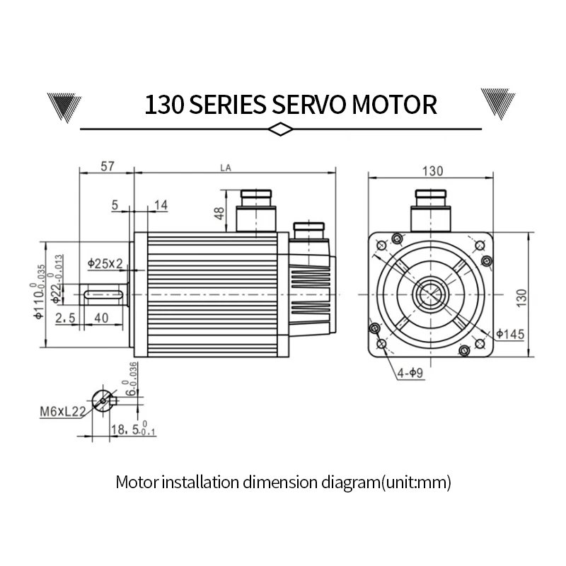 Набор серводвигателей KYDCN 130 В переменного тока с фланцем 1500 мм 2500 Вт об/мин 6 нм