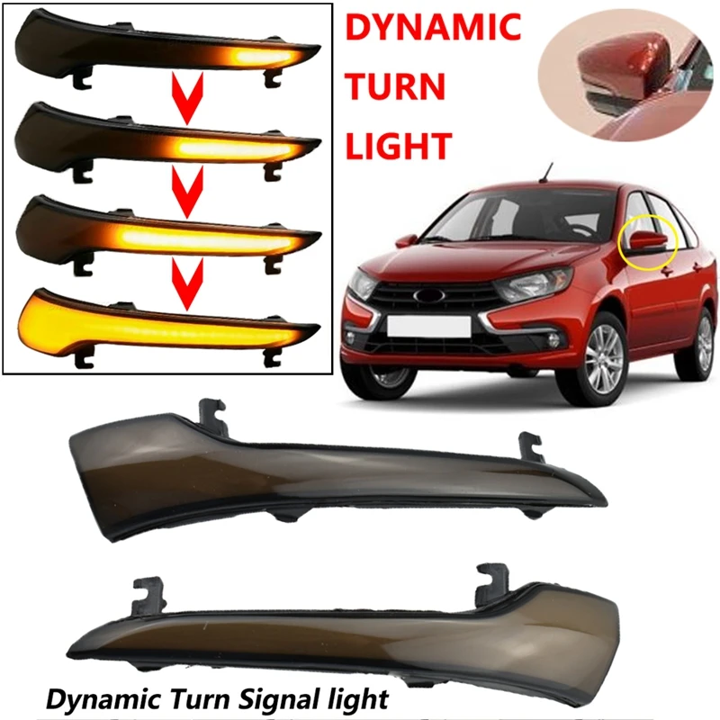 

Car Rearview Mirror Lights Dynamic LED Turn Signal Blinker Side Mirror Light for LADA GRANTA
