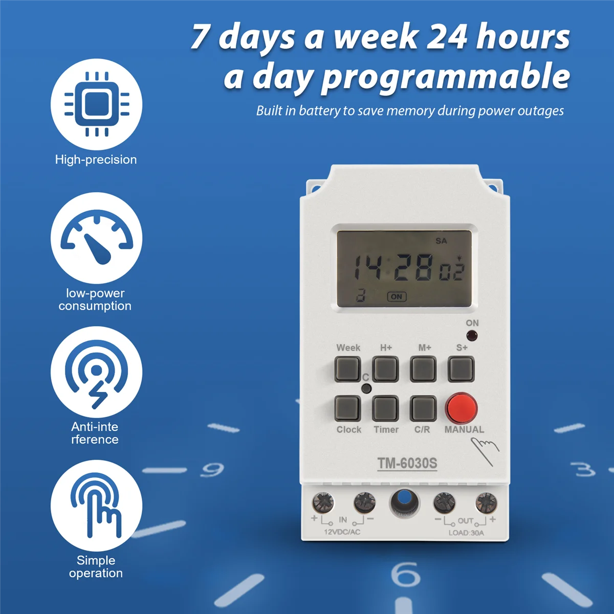 Sinotimer Tm630S-4 12 В таймер управления за секунды переключатель большой экран цифровой