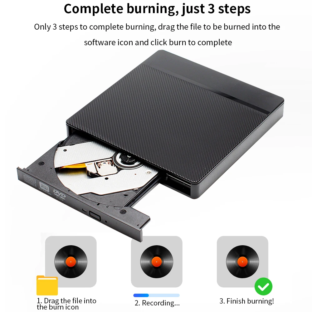 Внешний DVD-ридер TISHRIC USB Type-C устройство для чтения дисков и CD-дисков оптический
