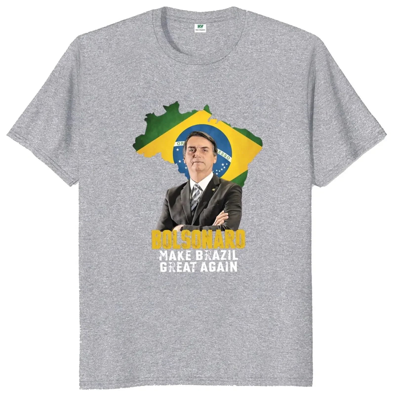 Фото Футболка Sou Nordeste Sou Bolsonaro Presidente Jair Bolsonaro 2022, классическая футболка президента Бразилии, 100% хлопок, европейский размер F №4