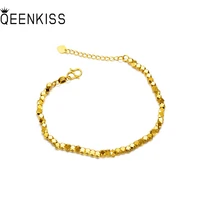 qeenkiss bt5289 fine jewelry wholesale fashion new woman girl bride birthday wedding gift shiny laser beads 24kt gold bracelet