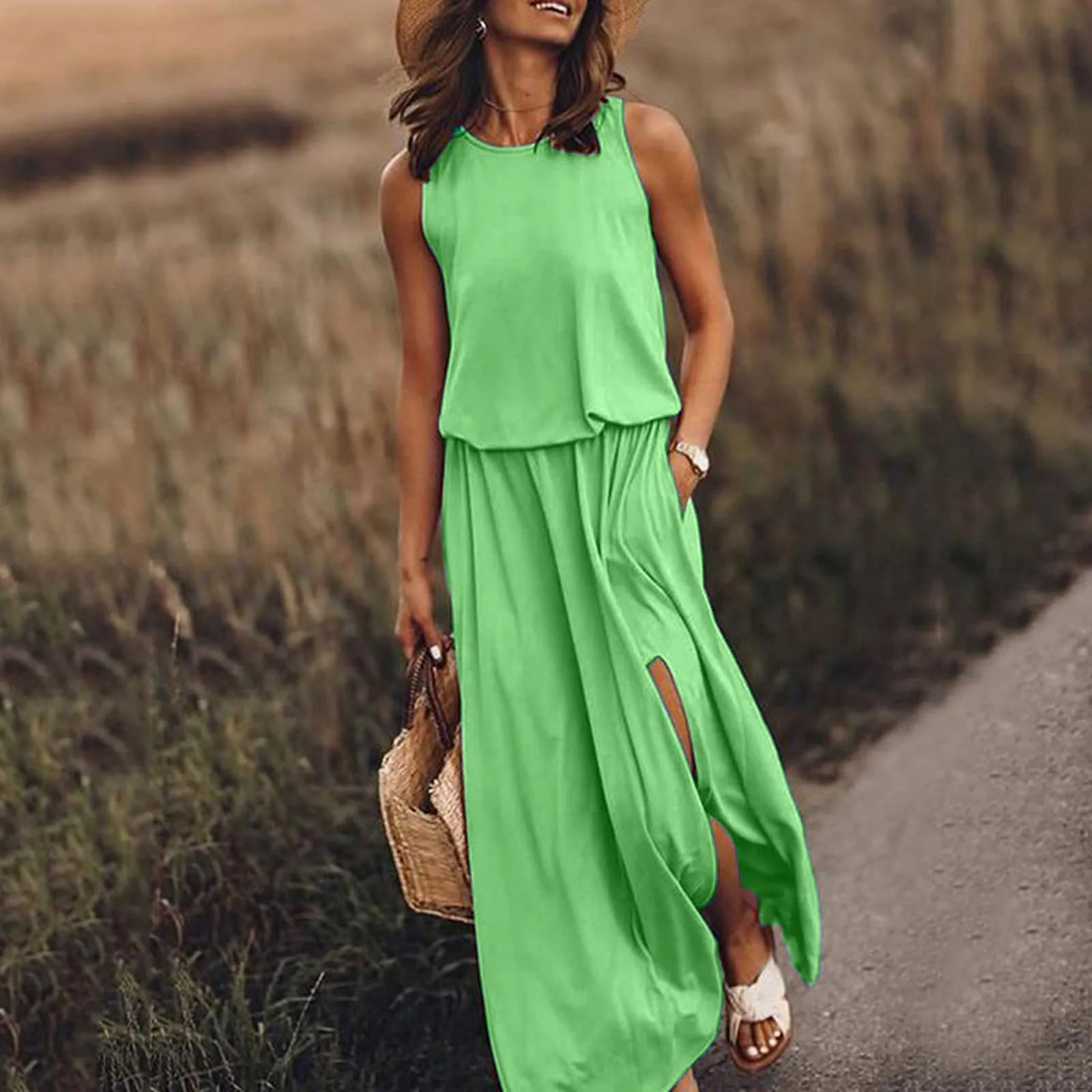 

2022 Summer New Pregnant Women's Round Neck Sleeveless Dress Black