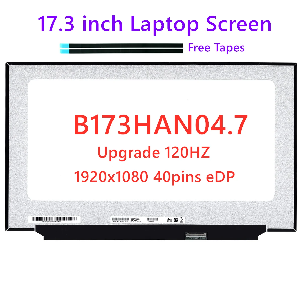 

17.3" B173HAN04.7 120Hz Laptop Screen For MSI MS-17F2 ASUS FX706LI FX706IU LCD Matrix Display IPS Panel FHD 1920x1080 40pin eDP