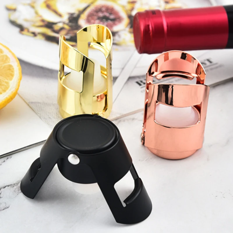 

Kitchen Bar Tool Stainless Steel Champagne Stopper Bottle Sealer Wine Champagne Saver Plug Reusable Silicone Sealed Rubber Plug