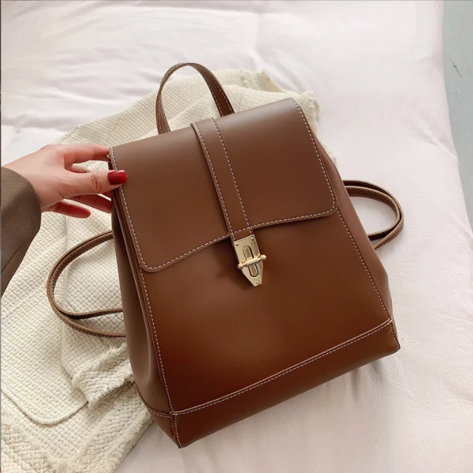 

2022 FashionBackpack Women PU Bagpack Capacity Ladies Leisure Travel Bag Pack