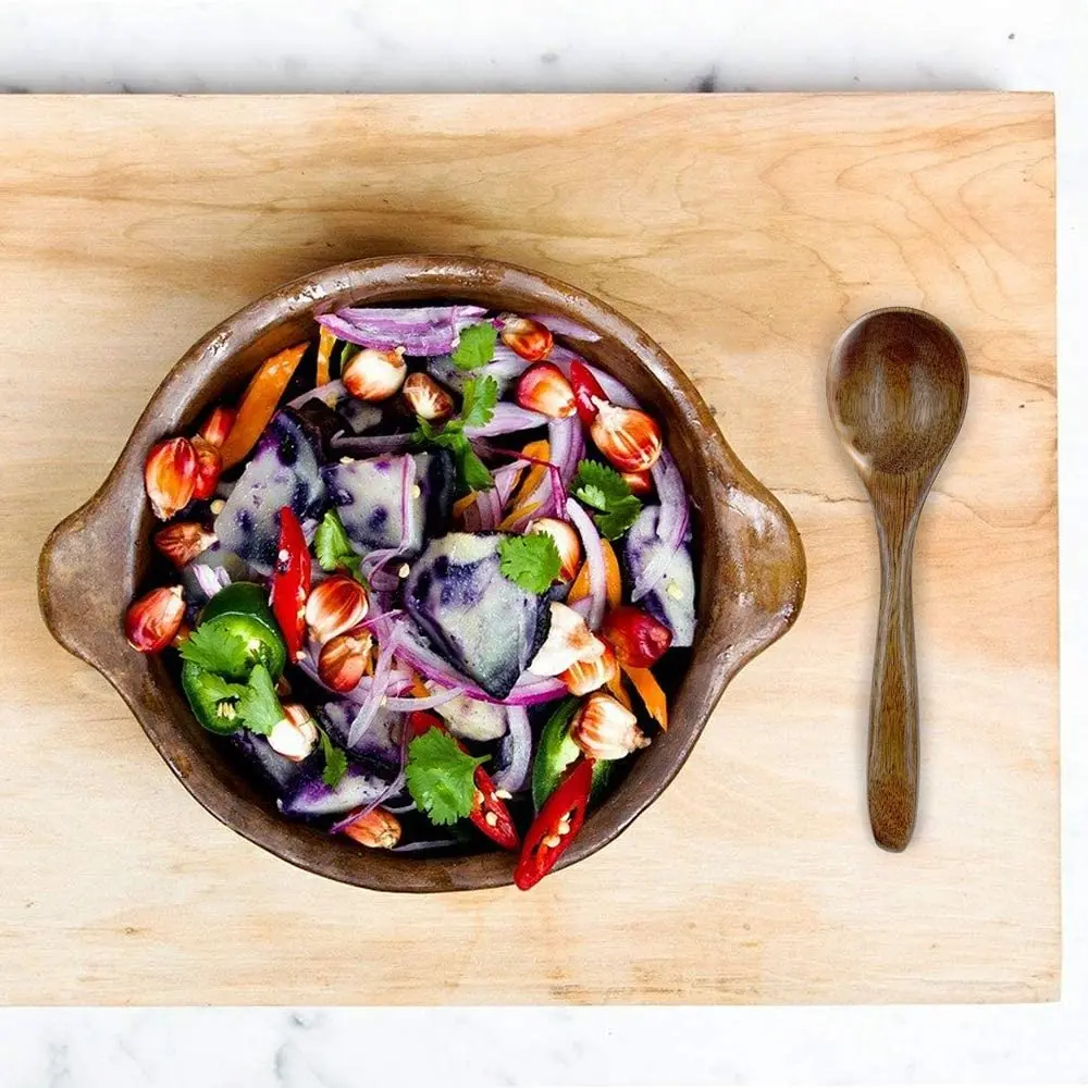 Small Wooden Spoons 6 PCS 5.3 Inch Natural Soup Bamboo Wood Spoon for Eating Handmade Condiments Mixing Serving | Дом и сад