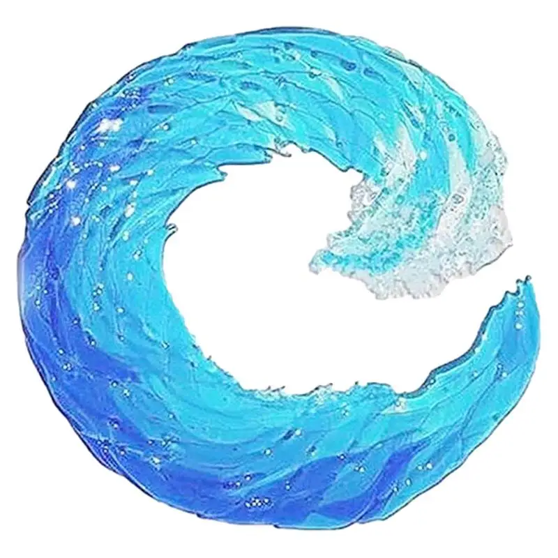 

Ocean Wave Ornament Acrylic Sea Wave Craft Decoration Gradient Fused Glass Wave Sculpture With Bracket Home Ornament Creative