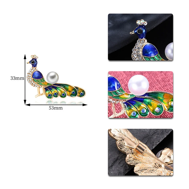 Exquisite Fashion Rhinestone Peacock Brooch For Women Attending Banquet Prom Dress Accessories Pin Jewelry Gift