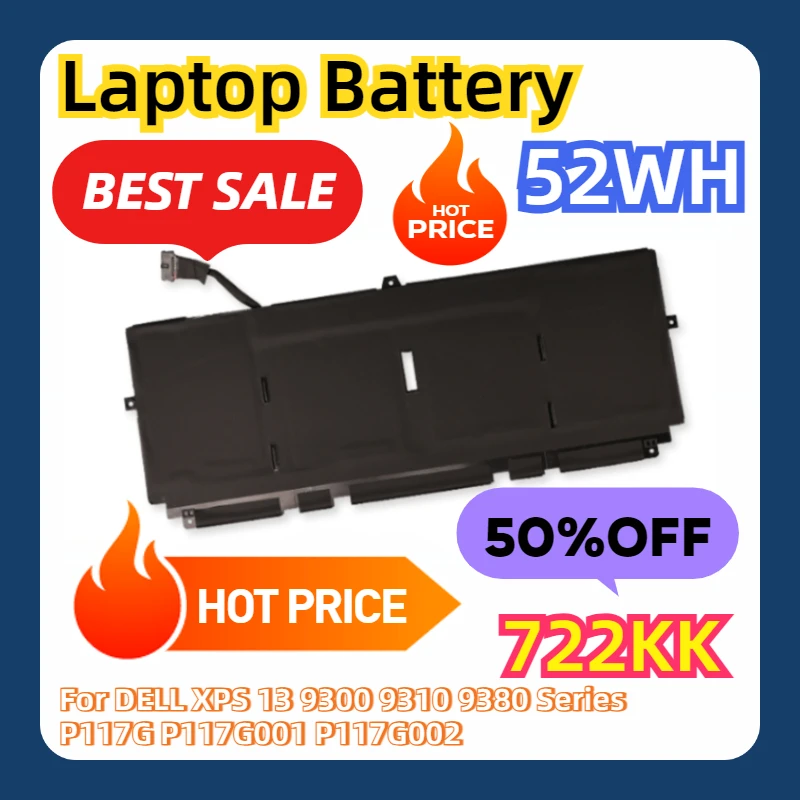 Для DELL XPS 13 9300 9310 9380 серии P117G P117G001 P117G002 2XXFW FP86V WN0N0 7 6 В 52 Втч 722KK Аккумулятор для
