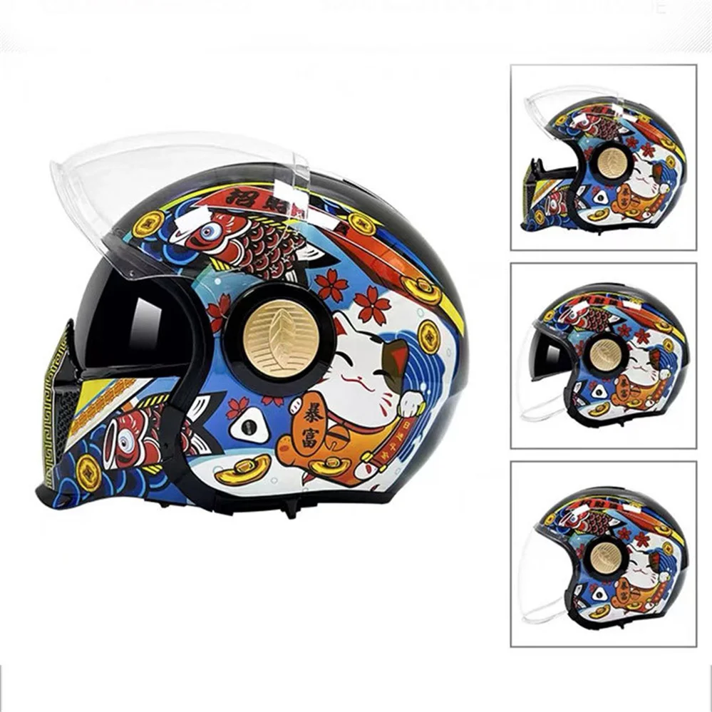 

Vintage Personalised Full Face Scorpion Motorcycle Helmet Cafe Racer Retro Detachable Chin Motocross Racing Off Road Casque Moto