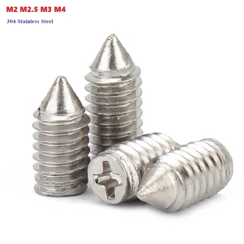 

Установочный винт с коническим концом Phillips из нержавеющей стали 304, установочный винт без головки, установочный болт M2 M2,5 M3 M4