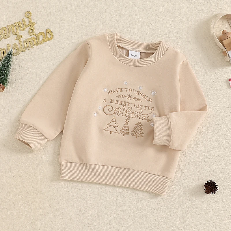 ma&ampbaby 6M-4Y Christmas Newborn Infant Toddler Boy Girl T shirt Letter Tree Embroidery Long Sleeve Loose Tops Xmas Costumes