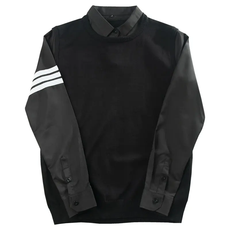 Три стержня искусственный двухсекционный свитер с воротником рубашки мужской