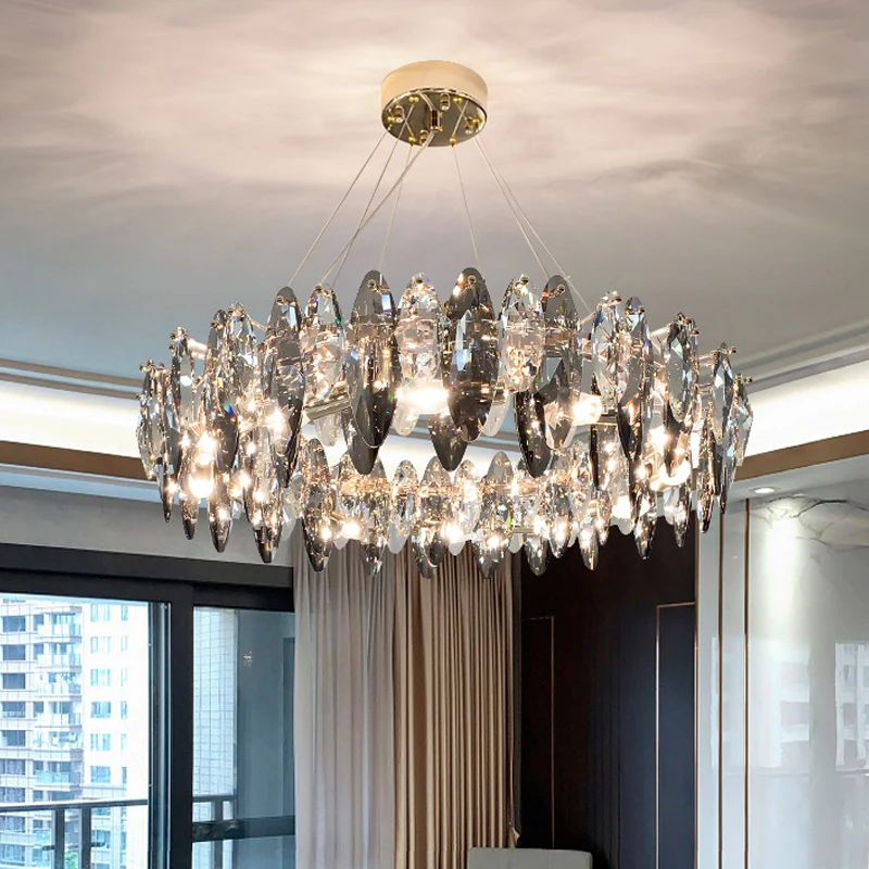 

Modern Luxury LED Crystal Pendant Lights Villa Living Dining Room Lighting Decor Lustre Chandelier Indoor Bedroom Lights Fixture