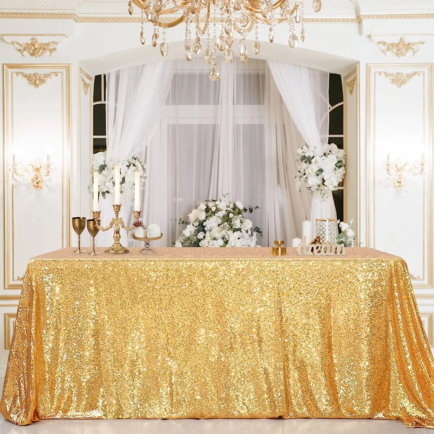 Rose Gold Tablecloth For Wedding Birthday Party Home Decoration Custom Size