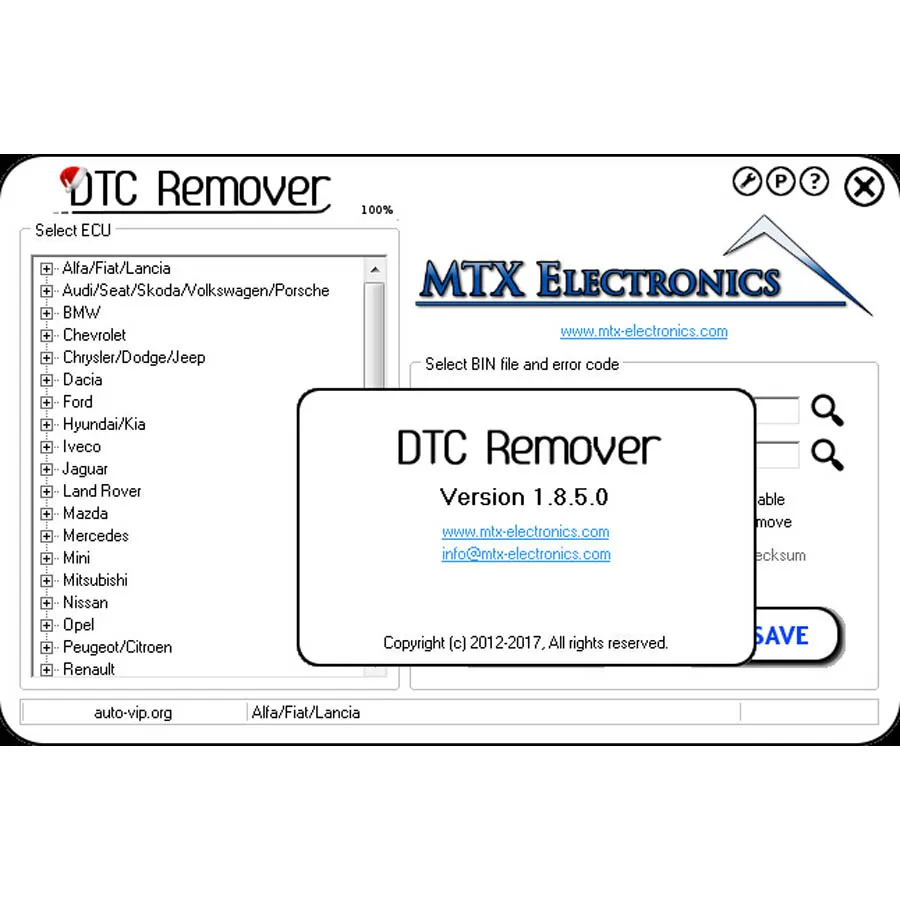 2017 MTX DTC Remover 1.8.5.0 с генератором ключей 6 языков для удаления или отключения кодов