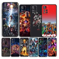 marvel avengers infinity war shockproof cover for xiaomi redmi note 11 10 11t 10s 9s 8 7 5g tpu soft silicone black phone case