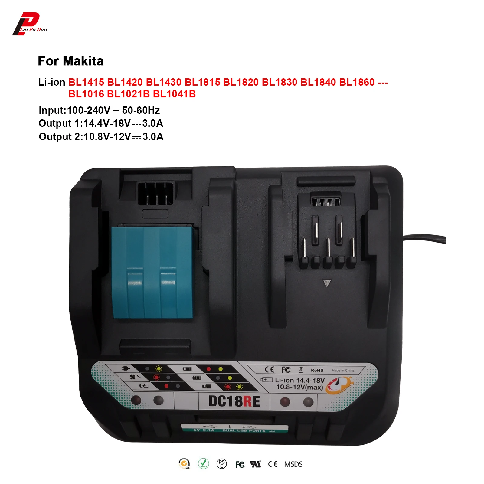 

Зарядное устройство для литий-ионных аккумуляторов Makita 12 В 14,4 в 18 в BL1021B BL1041B BL1015B BL1020B BL1040B BL1415 BL1420 BL1815 BL1830 BL1860