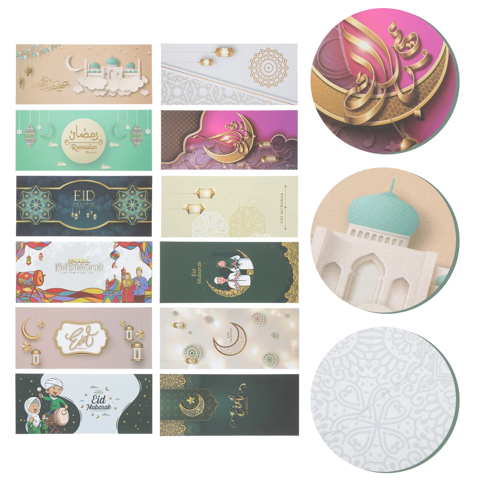 

12pcs Envelopes Gift Envelope Moon and Stars Greeting Cards Envelope Designer Invitation Envelopes Muslim Ramadan Envelopes