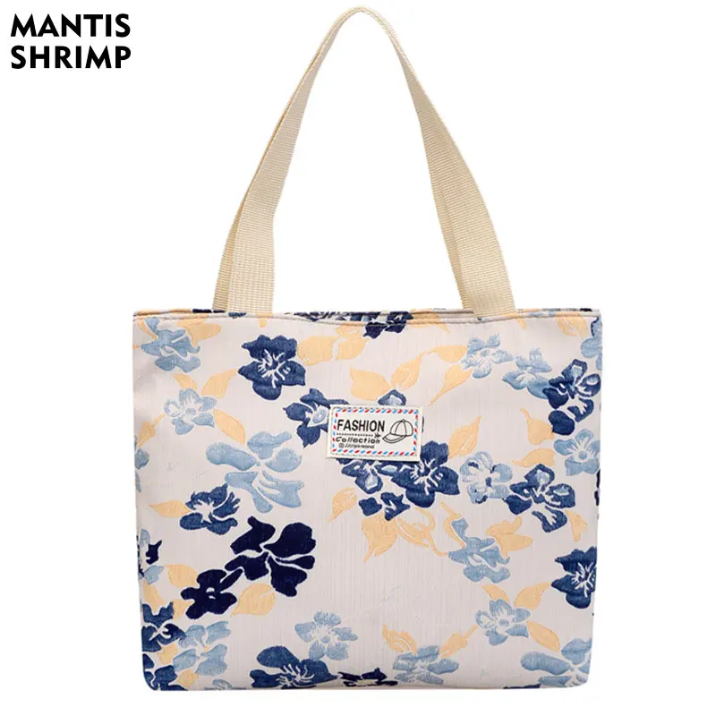 

Women Bag Nylon Ladies Casual Handbag Tote Bag Reusable Large Capacity Cotton Shopping Beach Bag Japanese Style Flower Pattern